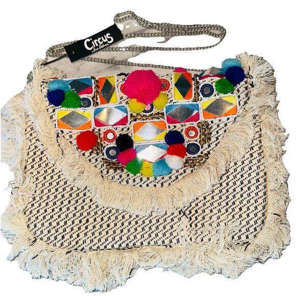 NWT Circus Sam Edelman Boho Crossbody Envelope Handbag Clutch Mirror Embroidery - Picture 1 of 9